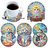 (US Local)6 Pcs Diamond Art Coasters Set DIY Diamond Painting Coasters Kits (Cat)
