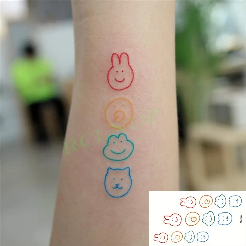Waterproof Temporary Tattoo Sticker Cute Colorful Cartoon Bear Flash Tatoo Fake Tatto Body Art for Woman Men