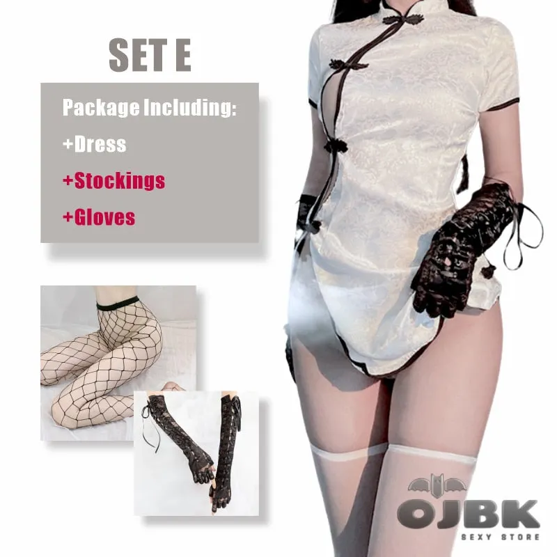 Japanese Anime Dr Stone Sexy Lingerie For Women Cheongsam Cosplay Play Costumes Charming Side Open Design Porno Outfit New 0707