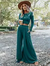 Casual Simple Long Sleeves+Wide Leg Suits