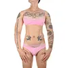 Men's Lace Bikini 2pcs Silky Bra and Underwear Briefs Set Swimsuit Sexy Crop Tops Sissy Panties