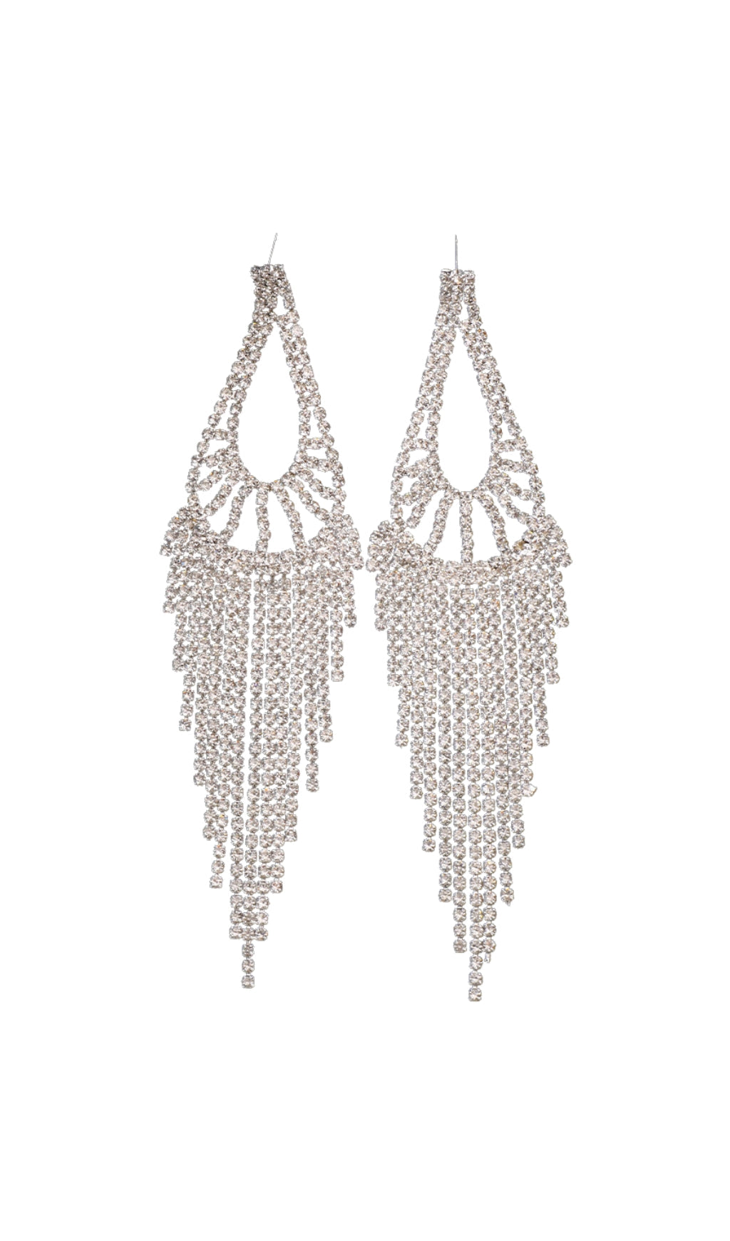 Gold Diamante Teardrop Tassel Earrings Flowering Girl