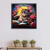 Cat Reading Book Glass Painting-Paint by Numbers Acrylic Painting 40*40CM