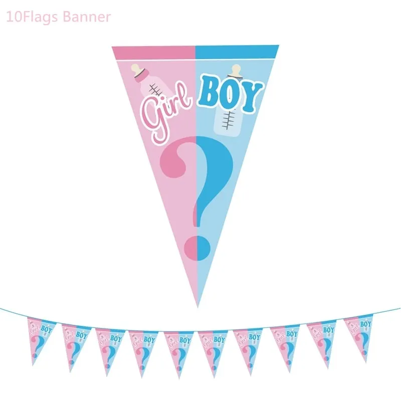 Gender Reveal Party Decoration Boy or Girl Balloon Banner Disposable Tableware Boy Girl Baby Shower Decorations Balloons