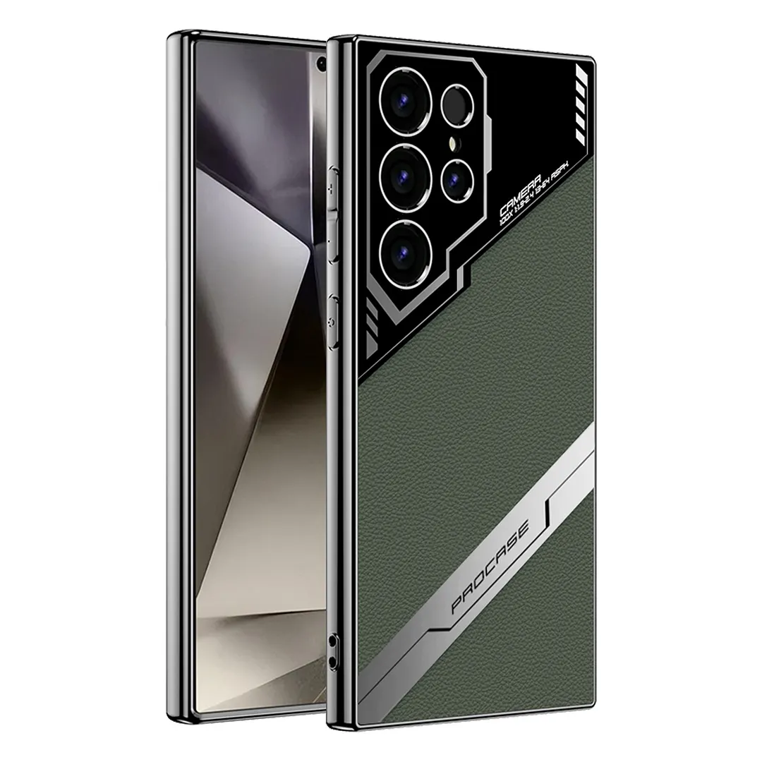 Suitable for S24/23 electroplated plain leather holder mobile phone protective case