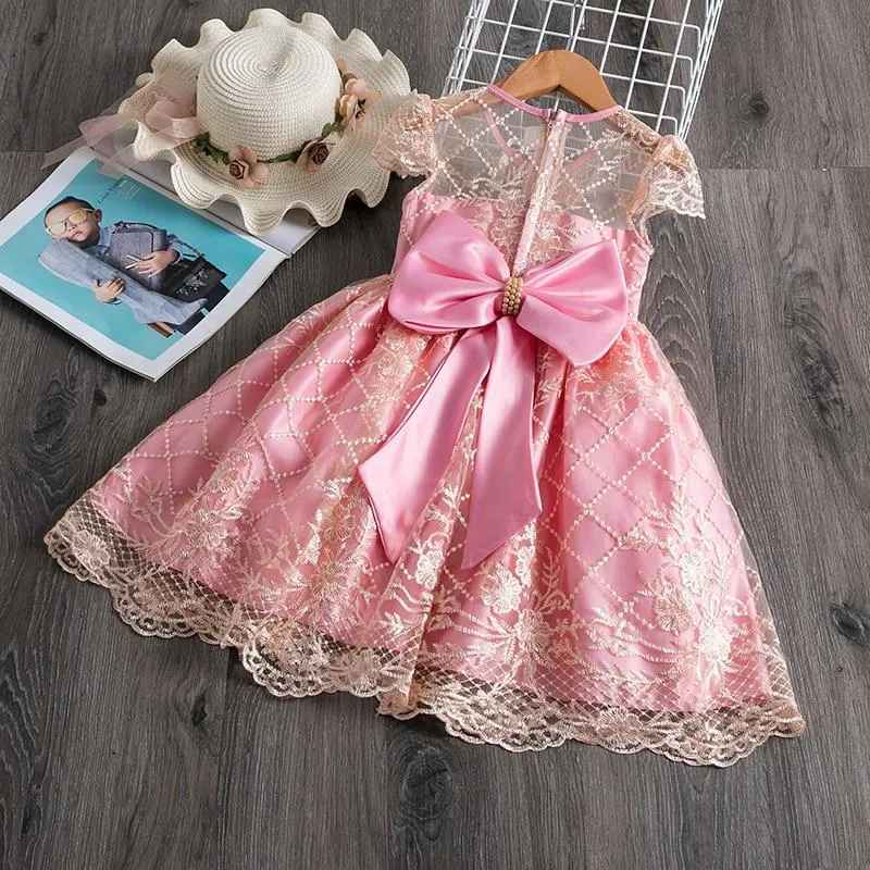Summer Pink Girl Dress Cute Child Dress Child Girl Little Princess Dress for Wedding Party 1 2 3 4 5 6 7 8 9 10 years Baby Girls