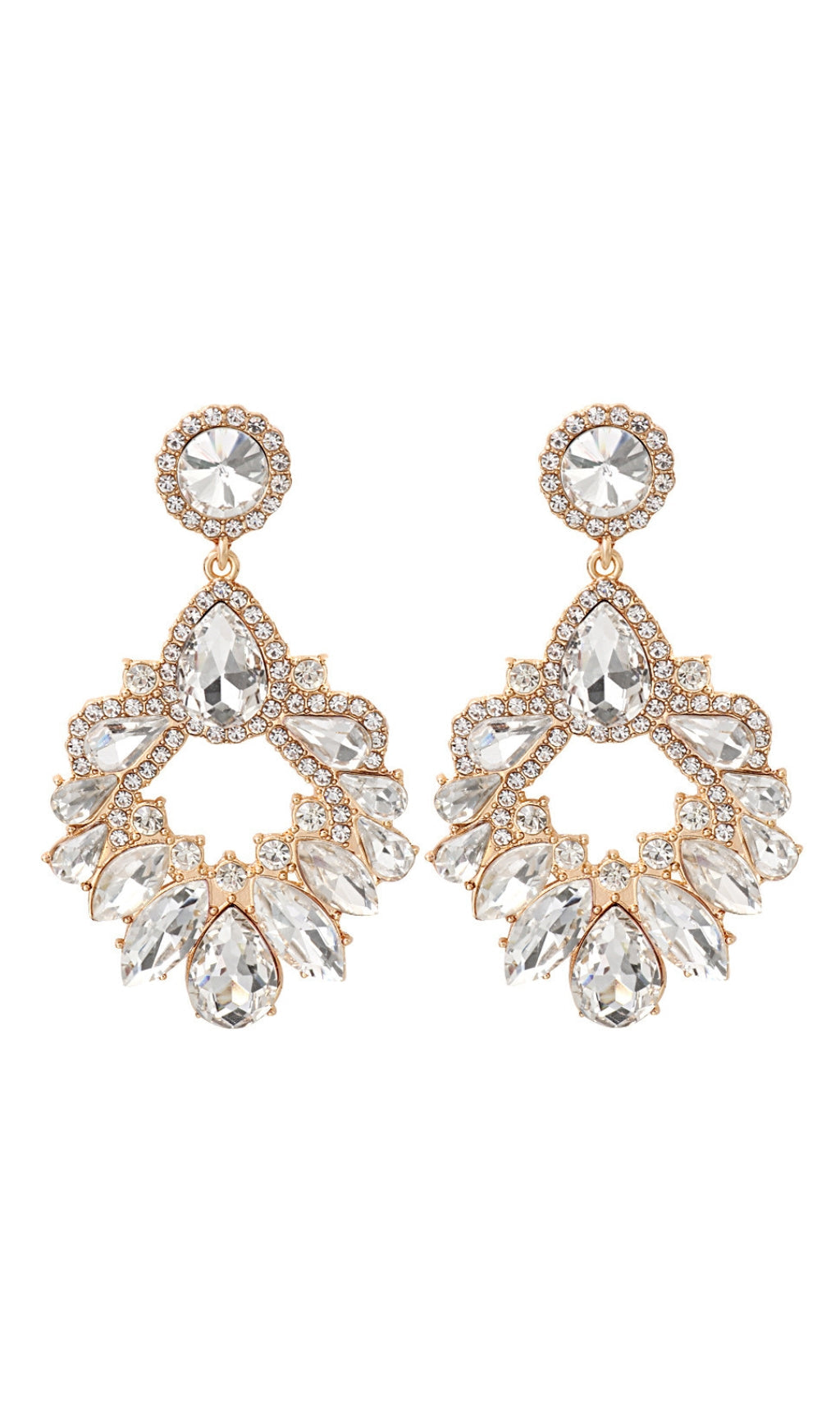 White Crystal Chandelier Drop Earrings Flowering Girl