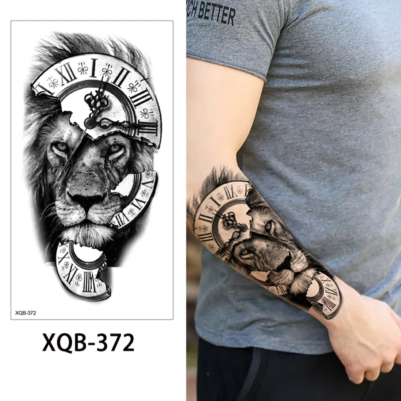 Sdrawing Forest Animal Temporary Tattoos for Men Wolf Tattoo Stickers Tiger Skull Skeleton Fake Tattoo for Women Arm Sleave