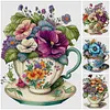 (Multi-Style) Flowers In Tea Cup - 18CT Stamped Cross Stitch 20*25cm/7.87*9.84in