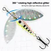 5Pcs Metal Spinner Spoon Fishing Lure with Treble Hooks Rotating Sequins Bait