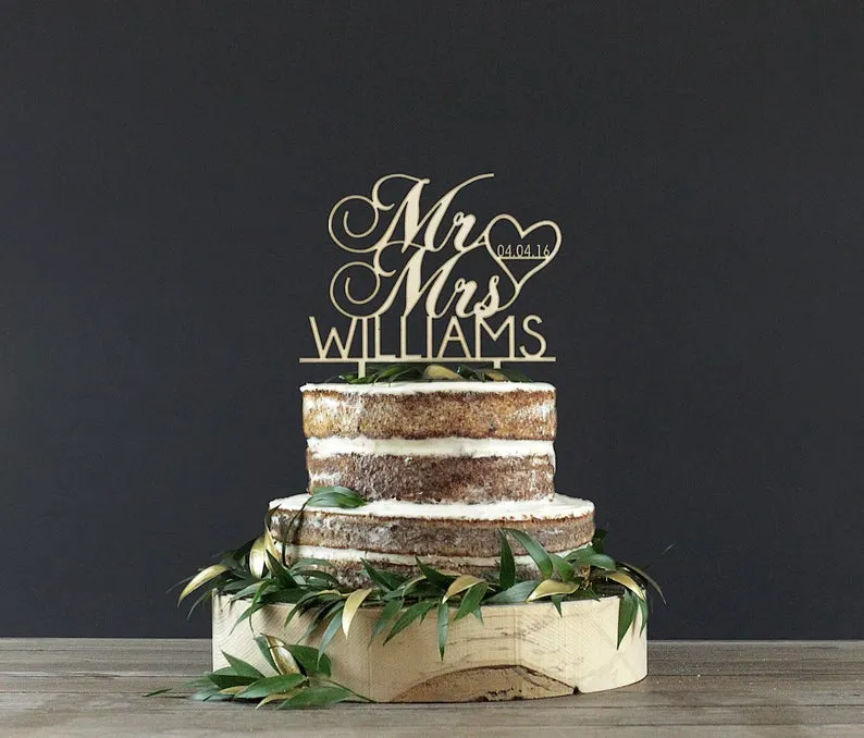 Personalized Cake Topper Decoration For Happy Birthday Party Cake Topper Decor DIY Wood Wedding Cake Mr& Mrs Decorations 515