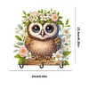 (US Local)Wooden Special Shape Owl 2 Hooks Diamond Painting Hook Rail for Wall Cabinet