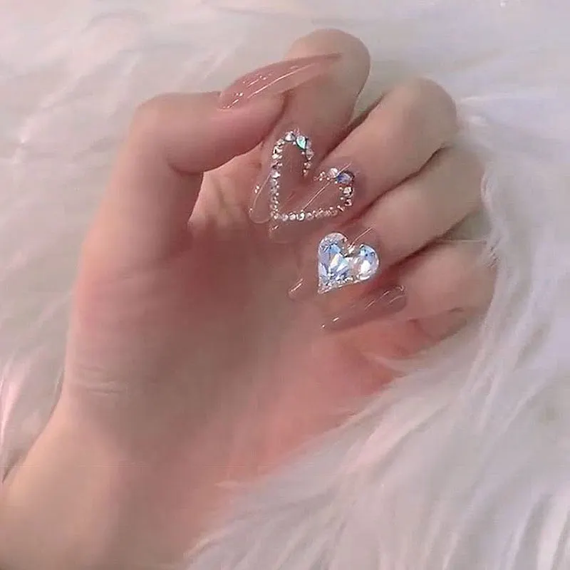 24pcs Butterfly Nail Patch Glue Type Removable Long Paragraph Fashion Manicure Wearable False Nails Patch With Glue Fake Nails-Nail Inspo