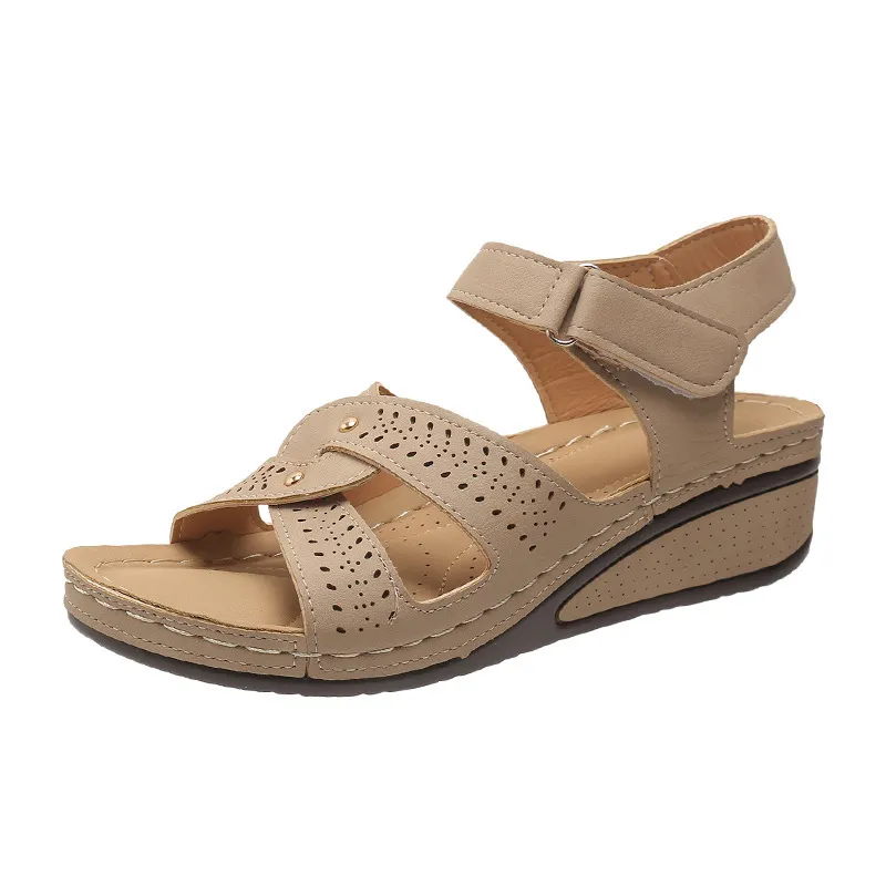Yyvonne Large-Size Casual Fish-Mouthed Shoes Wish Roman Wind Sandals Women Wear Magic Stickers Women's Roman Shoes