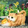 [US Local Warehouse] Cat Solar Garden Statue Solar Garden Statue Cat for Mom Grandma (Yellow)