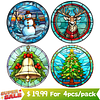 (4pcs) Christmas - 18CT Cross Stitch 20*20cm/7.87*7.87in(glass painting cross stitch)(Bundle Sale)