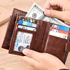 Homme Portefeuille En Cuir Multifonctionnel, Porte-Monnaie Kangourou avec Blocage RFID