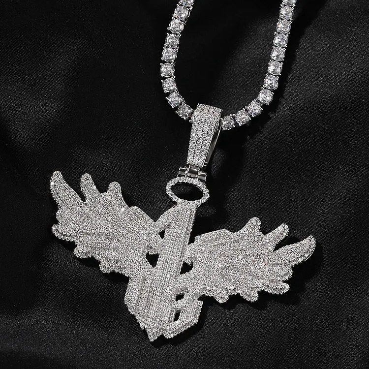 Iced Number 1 Big Wings Pendants Hip Hop Bling Bling Necklaces For Men