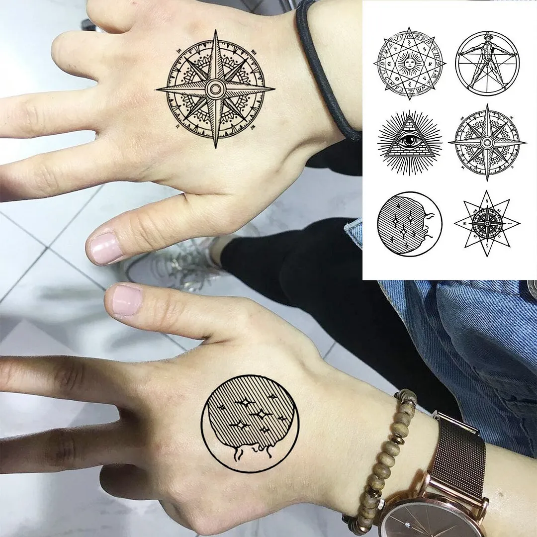 Realistic Butterfly Wrist Temporary Tattoos For Women Girl Moon Sun Whale Rose Flower Fake Tattoo Sticker Fashion Washable Tatoo