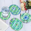 (US Local)[Upgrade]6pcs/set DIY Diamond Painting Waterproof Case Classic Green Mandala Coaster Gift Decor Set