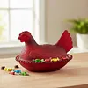Vintage-Style Glass Hen on Nest Dish with Lid Tabletop Dessert Plate Snack Bowl