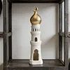 Ramadan Resin Statue Ornament Hollowed Handcrafted Resin Mosque Models Islamic Castle Tabletop Statue for Eid Home Office Decor
