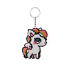 Full Bead Embroidery Keychain Unicorn Printed Craft Gifts(7.5x9cm)
