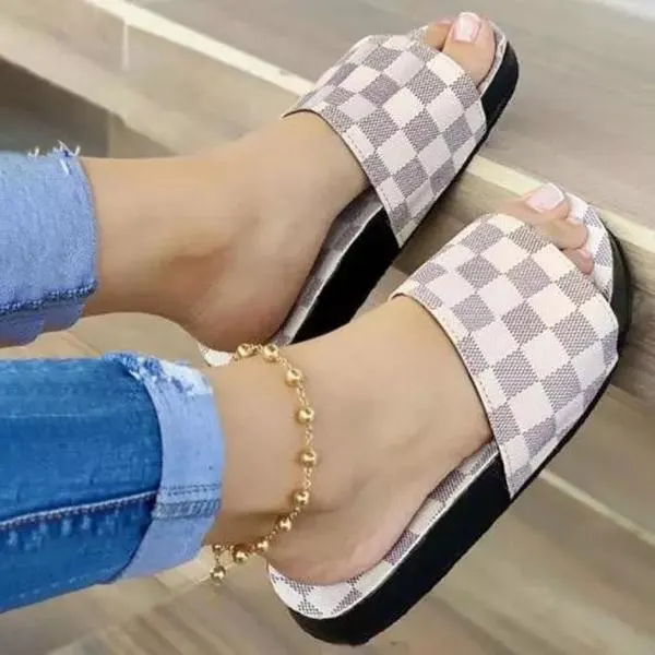 Women Fashion Plaid Comfortable Casual Slippers