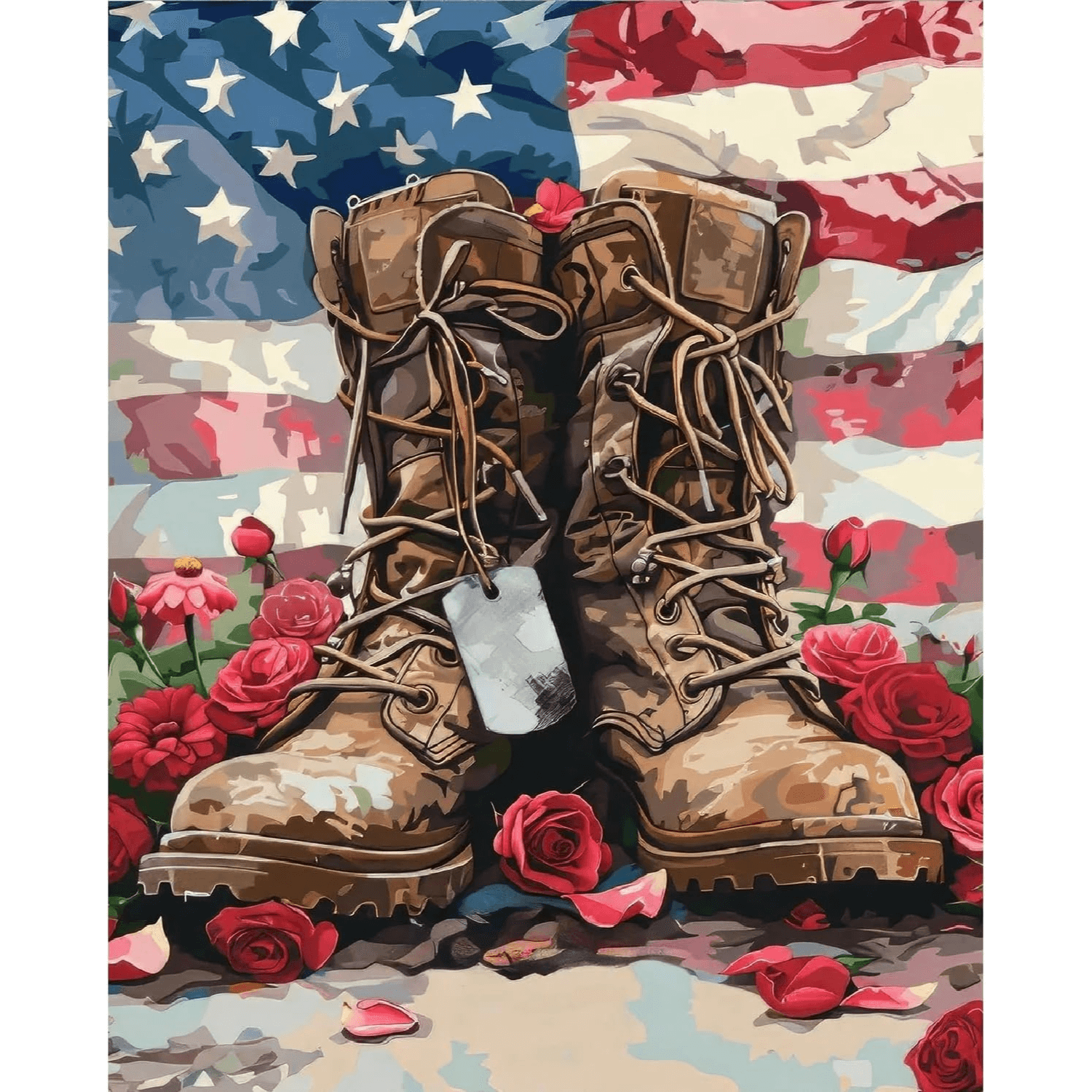 Independence Day Boots and Flag - Paint by Numbers
