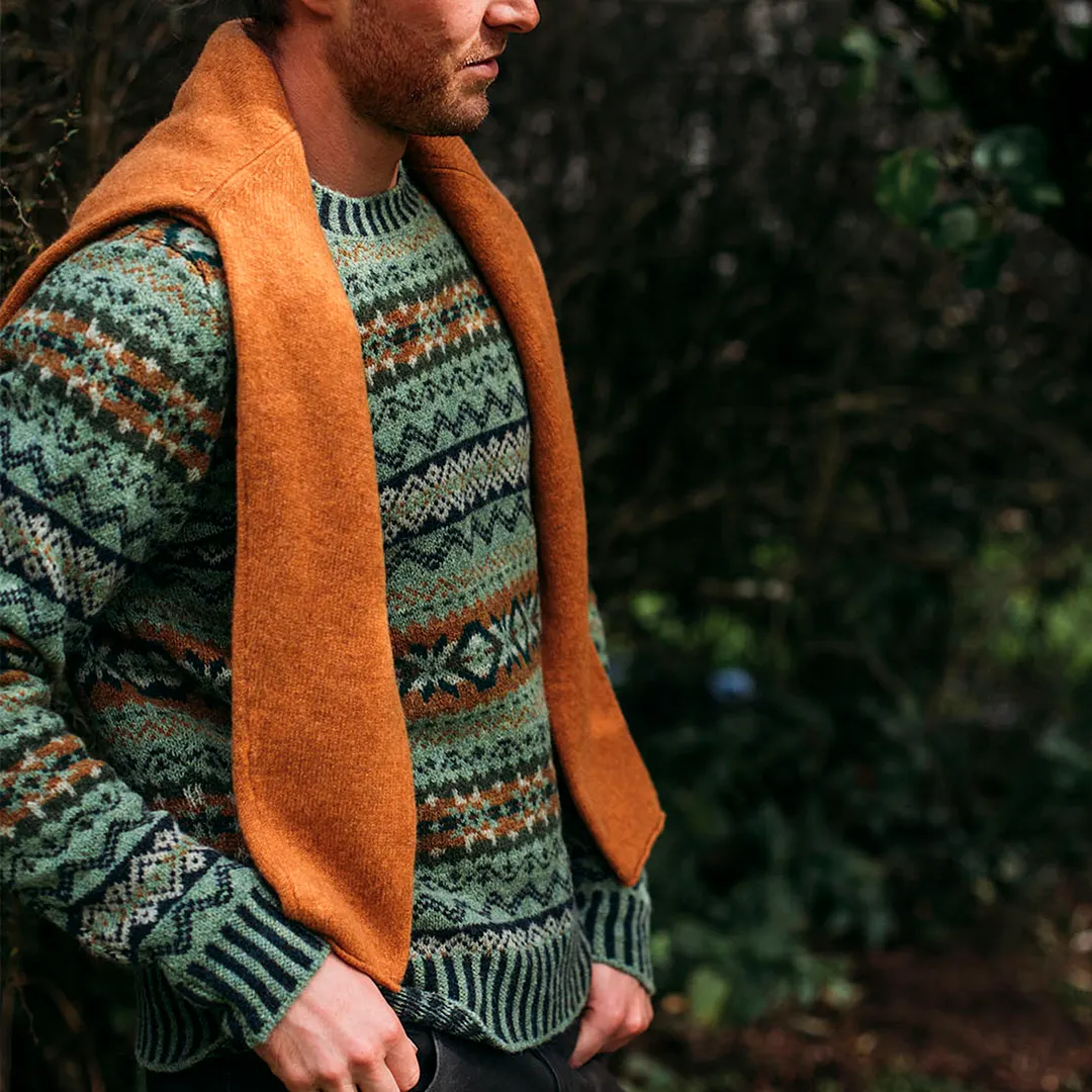 Vintage Brodie Knit Warmth Jacquard Icelandic Crew Neck Sweater（Unisex ）