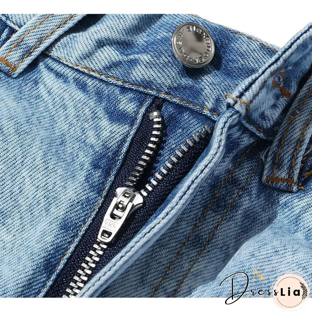 New Fashion Summer Autumn Sexy Lace-up Mid Waist Pockets Zipper Loose Mini Denim Shorts Women Plus SizexXXL