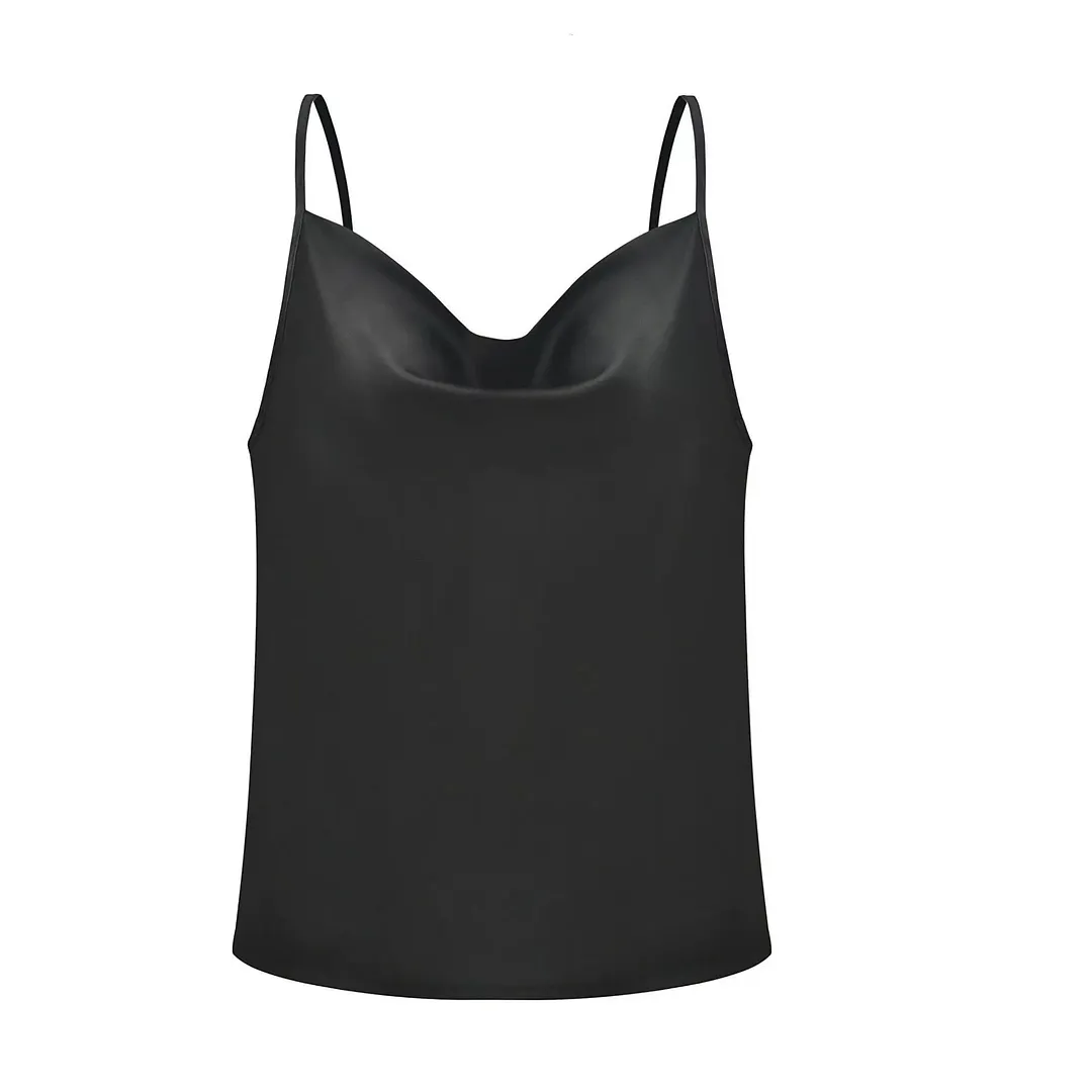 Churchf Churchf Summer Women's Solid Color Sling Small Vest Bottom Silk Chiffon Top