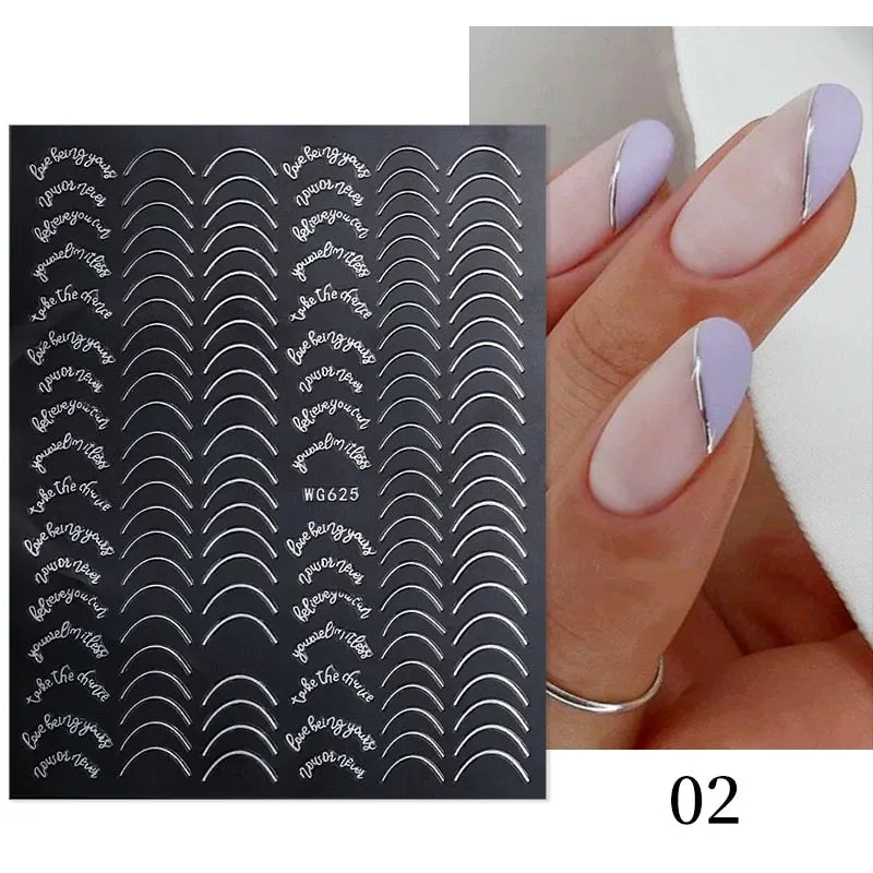 Geometric Lines Flowers Leaves 3D Nail Sticker Figure Woman Face Pattern Special Self Adhesive Nail Art Decals Manicures Sliders-Nail Inspo
