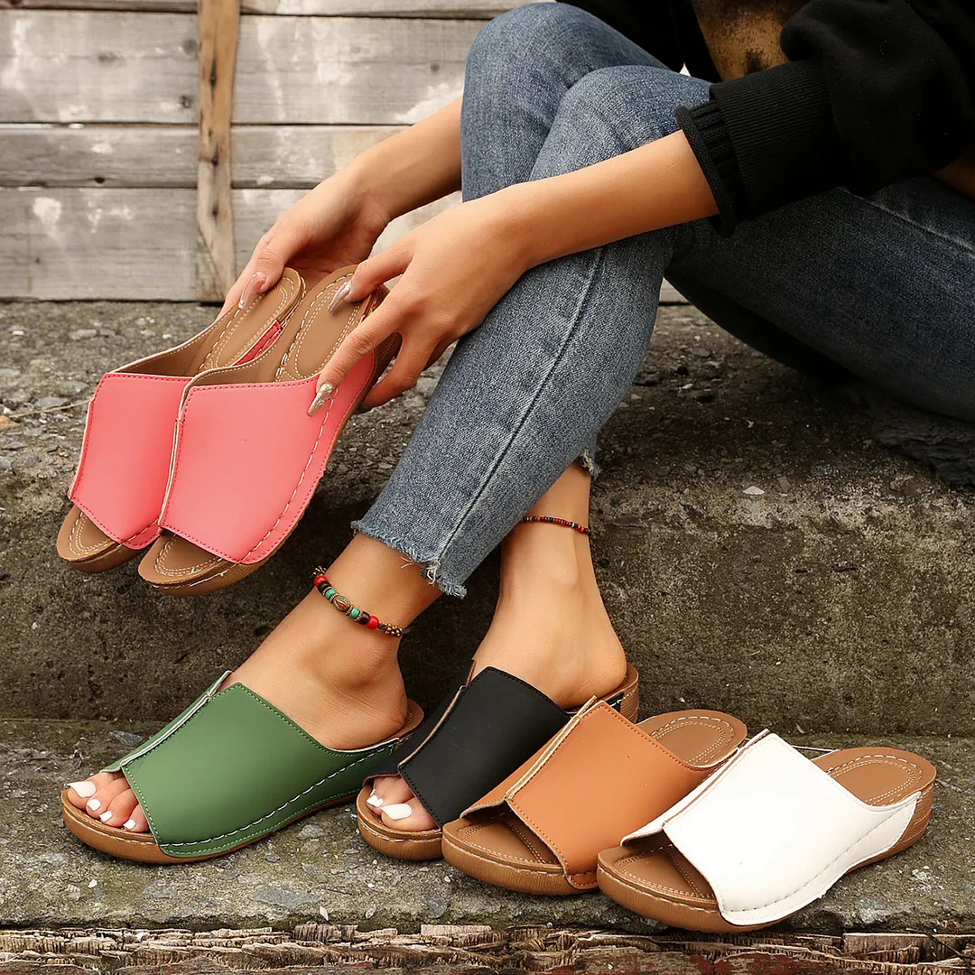 Qengg Qengg Spring And Summer New Cool Drag Women's Shoes Comfortable Slope And Thick Sole Simple Casual Wear Slippers