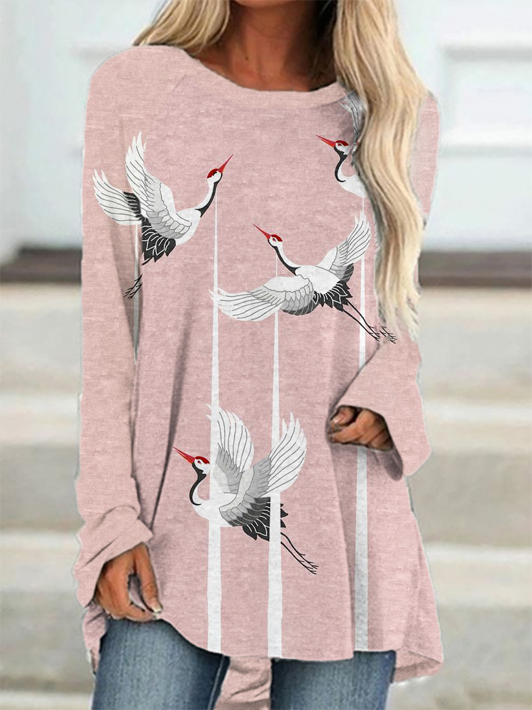 Senzuru Japanese Art Long Sleeve Loose T-Shirt