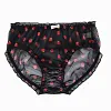 Plus-size mid-waist, hip-hugging, sheer mesh briefs
