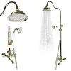[US Local Warehouse] Antique Gold Shower Head Set with Knobs Mixer Tap Vintage Rainfall Showers Faucet Wear Resist for Home Bathroom Hotel SPA