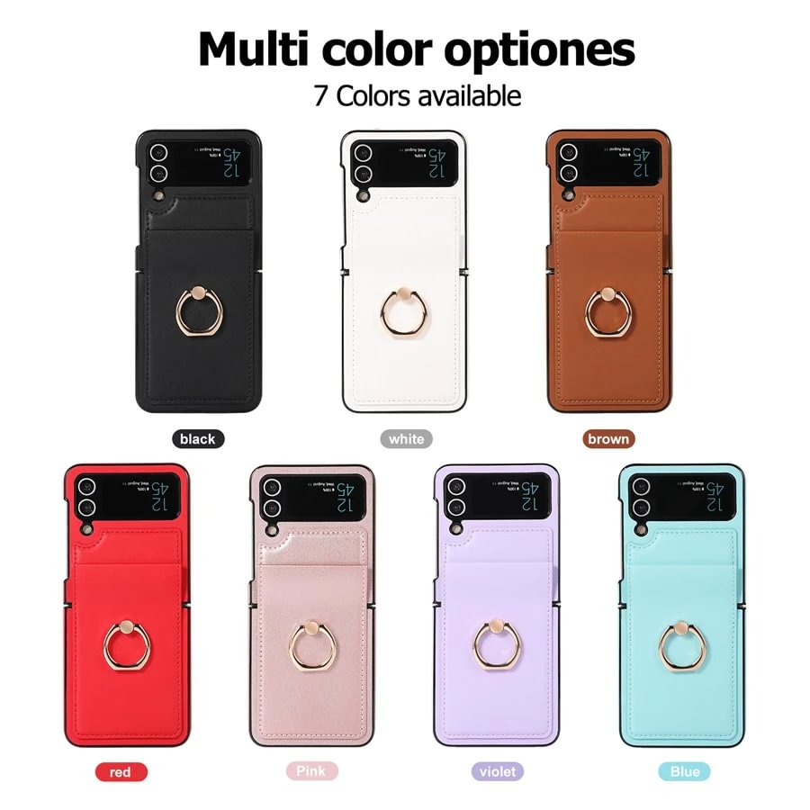 Suitable For Samsung Z Flip 3/Z Flip 4 Folding Solid Color Ring Folding Screen Phone Case