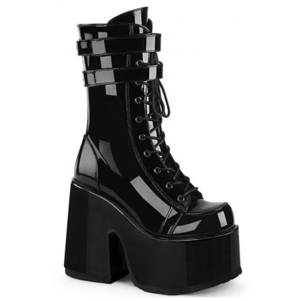 BONJOMARISA Brand Big Size 43 Round Toe Punk Cool Goth Chunky Lace Up Women's Boots Platform High Heeled Platform Autumn Shoes