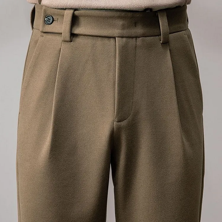 Straight Leg Wool Blend Pants for Men Loose Fit