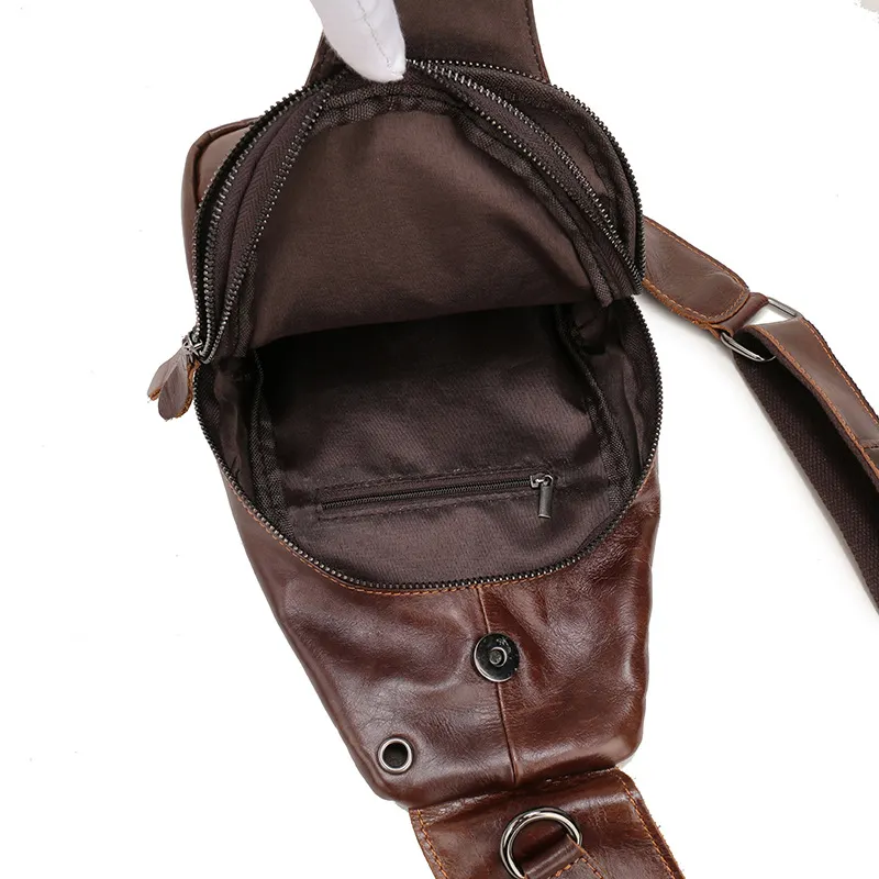 Vintage Soft Genuine Leather Chest Bag With Large Capacity