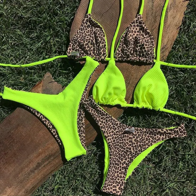 2022 Sexy Bikinis Bandeau Swimwear Women Swimsuit Bikini Set Patchwork Print Beachwear Bandage Bathing Suits Micro Thong Biquini