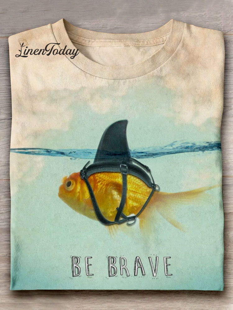 Be Brave Art Print Casual Short Sleeve T-Shirt Multicolor / S