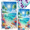 Diamond Painting-DIY Full Round Drill Coconut Tree Shells Beach(70*40 CM)