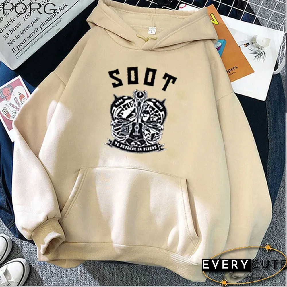 Wilbur Soot Unisex Printed Casual Hooded Street Style College Student Round Neck Long Sleeve Sweater