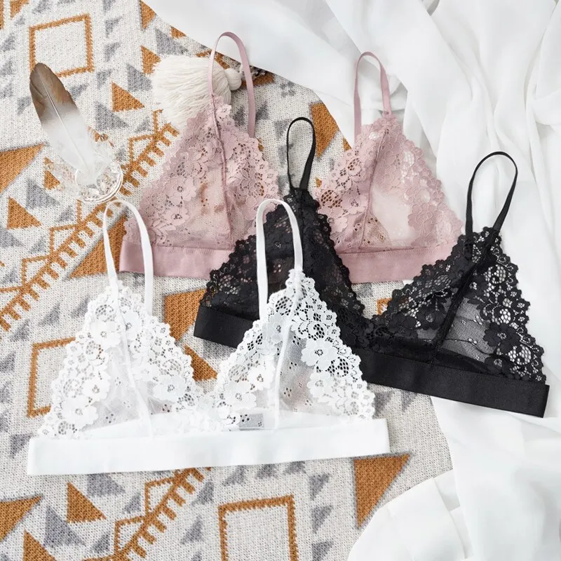 1/2 Pcs Sexy Bra For Woman Lace Thin Underwear Female Unlined Transparent Bras For Women Lace Sexy Lingerie Bralette 2021