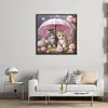 Kitten Holding Umbrella With Flowers - 11CT Stamped Cross Stitch - 40*40cm - Cat