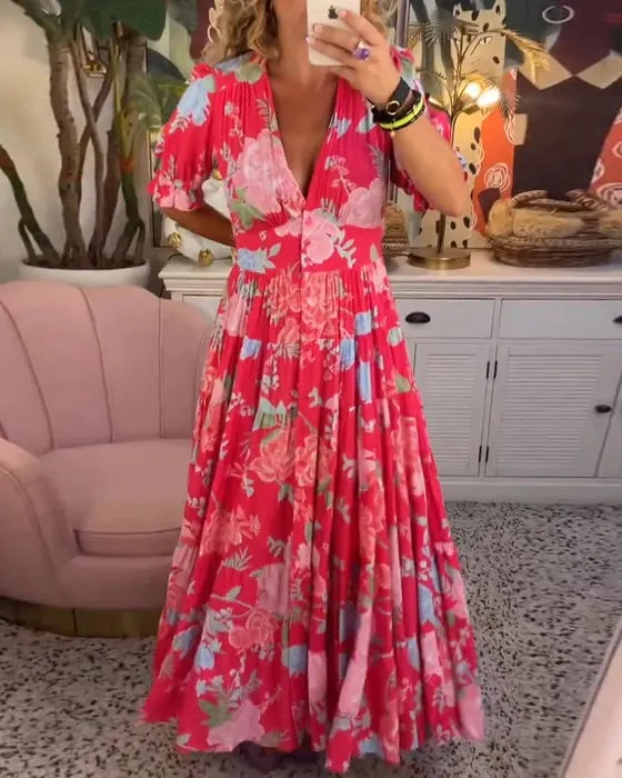 floral print V-neck dress