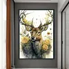 (Big Size) Deer With Flowers - 11CT Stamped Cross Stitch 40*60cm/15.75*23.62in