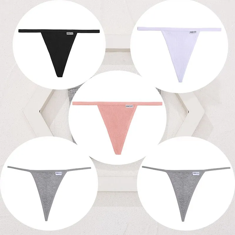 FINETOO 5PCS/Set Sexy G-string M-XL Cotton Girls Panties Women's Pantys Female Underpant Ladies Thong Lingerie Bikini Underwear